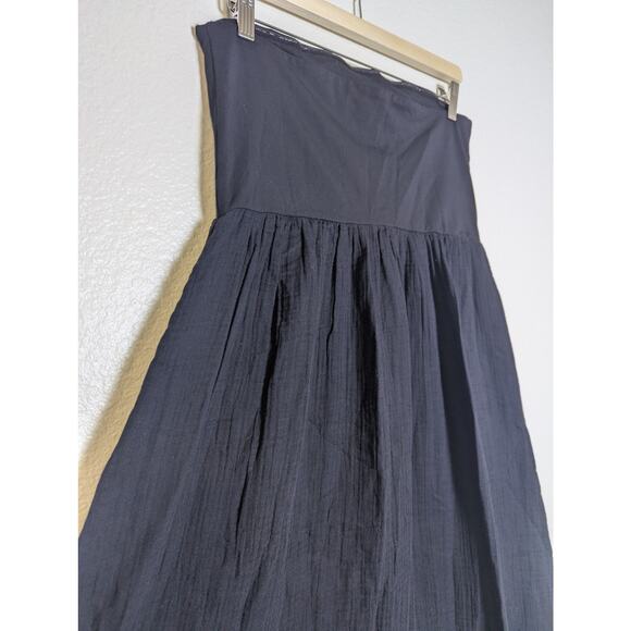 LOFT Beach Black Mixed Media Strapless Cotton Side Slits Maxi Dress Women L NWOT - Picture 5 of 13